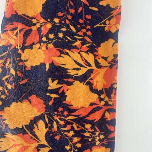 Lularoe Leggings Women One Size OS 2-10 Navy Blue Orange Floral Stretchy Comfort - Picture 4 of 10